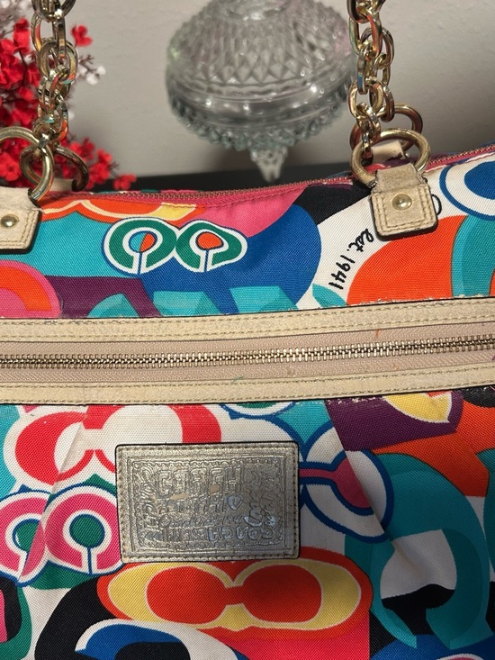 📍AS IS PROJECT! Coach Poppy Signature Large Tote Bag No Offers - Picture 9 of 16